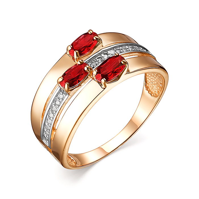 Кольцо, золото, гранат, красный, 1-1035